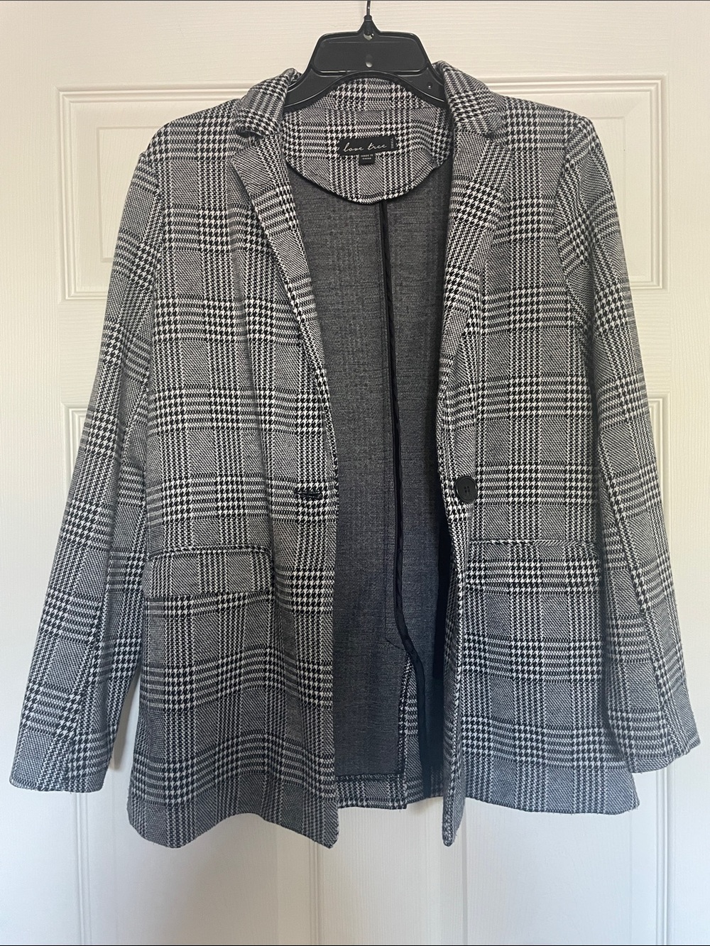 LOVE TREE Women's Glen Plaid Blazer w/ Pockets